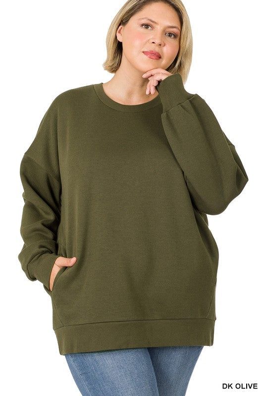 Zenana Plus Long Sleeve Round Neck Sweatshirt us.meeeshop - 