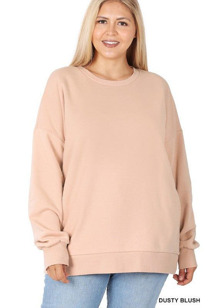 Zenana Plus Long Sleeve Round Neck Sweatshirt us.meeeshop - 