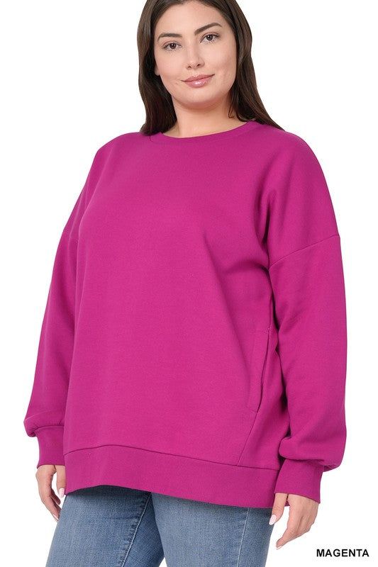 Zenana Plus Long Sleeve Round Neck Sweatshirt us.meeeshop - 