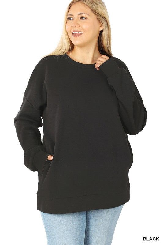 Zenana Plus Long Sleeve Round Neck Sweatshirt us.meeeshop - 