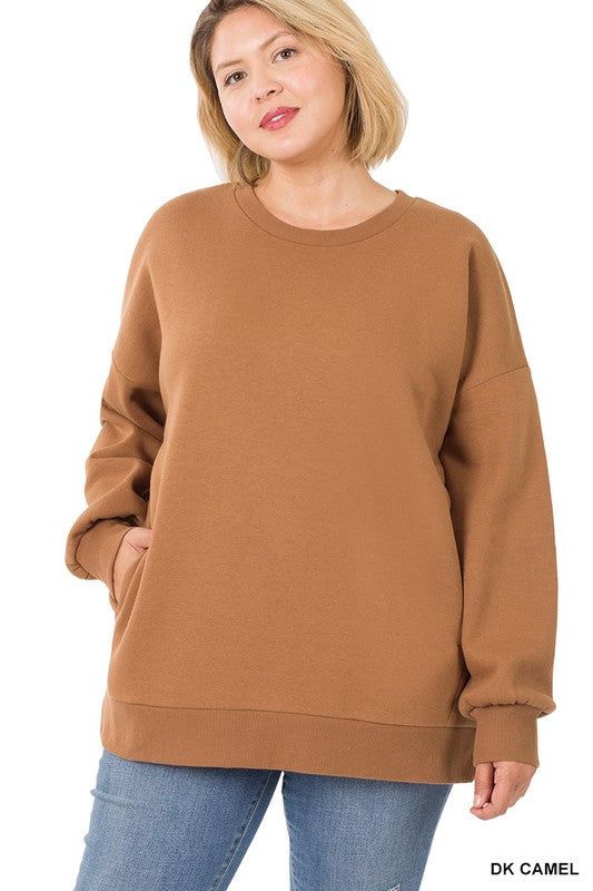 Zenana Plus Long Sleeve Round Neck Sweatshirt us.meeeshop - 