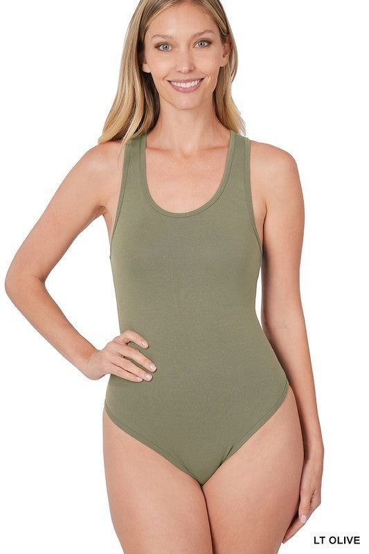 Zenana Premium Cotton Racer Back Tank Bodysuit us.meeeshop - 