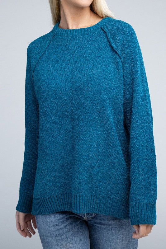 Zenana Raglan Chenille Sweater us.meeeshop - 