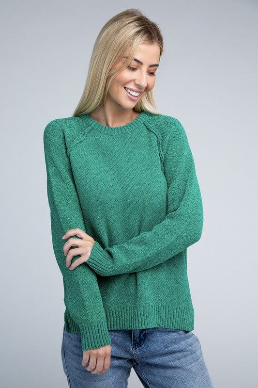 Zenana Raglan Chenille Sweater us.meeeshop - 