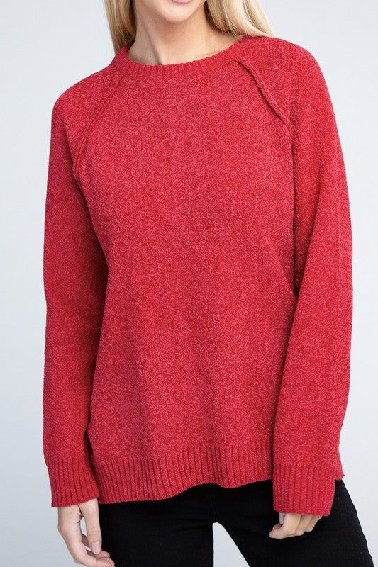 Zenana Raglan Chenille Sweater us.meeeshop - 