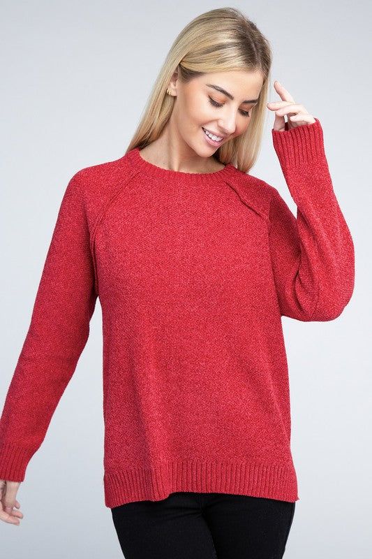 Zenana Raglan Chenille Sweater us.meeeshop - Shirts & Tops