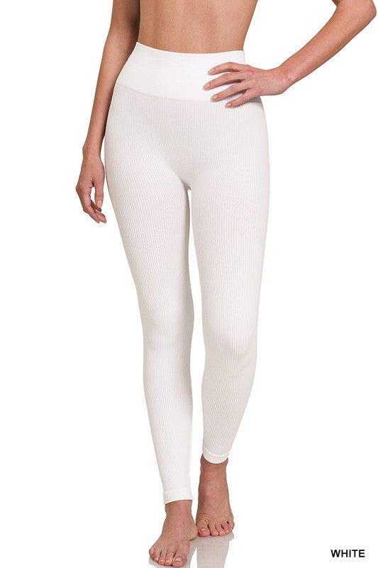 Zenana Ribbed Seamless High Waisted Full Length Leggings us.meeeshop - 