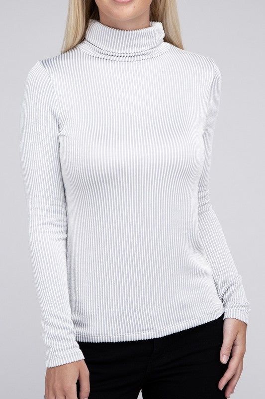 Zenana Ribbed Turtle Neck Long Sleeve Top us.meeeshop - 