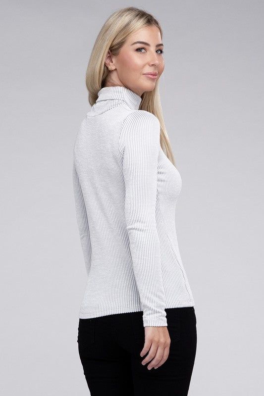 Zenana Ribbed Turtle Neck Long Sleeve Top us.meeeshop - 