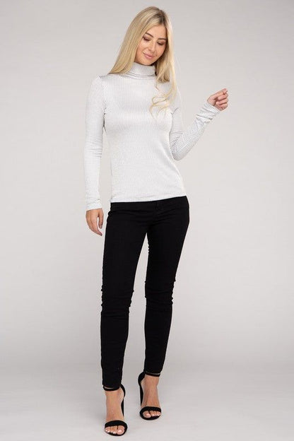 Zenana Ribbed Turtle Neck Long Sleeve Top us.meeeshop - 