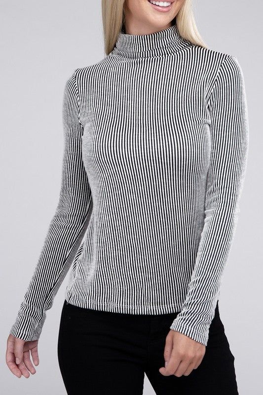 Zenana Ribbed Turtle Neck Long Sleeve Top us.meeeshop - 