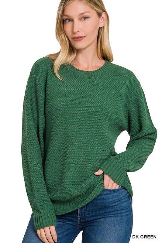 Zenana Round Neck Basic Sweater us.meeeshop - Shirts & Tops