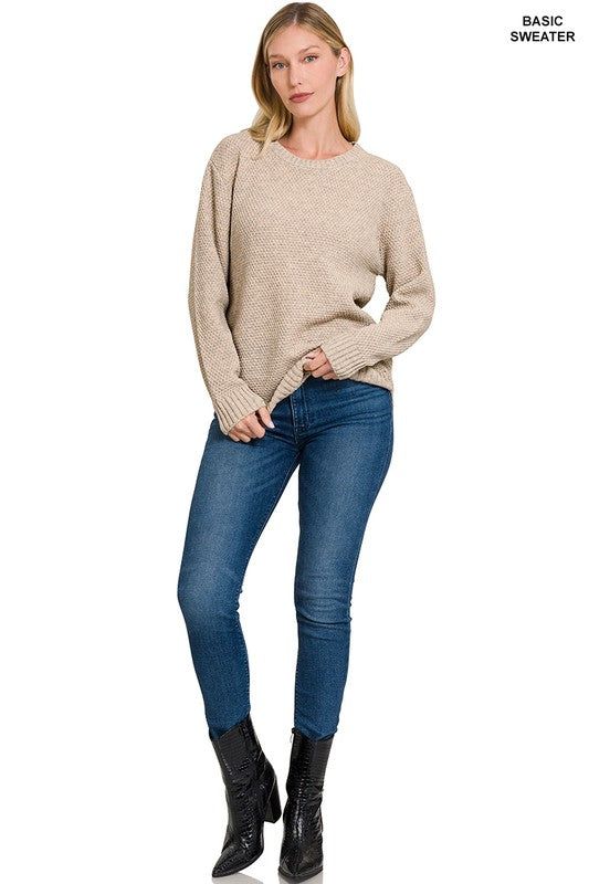 Zenana Round Neck Basic Sweater us.meeeshop - 