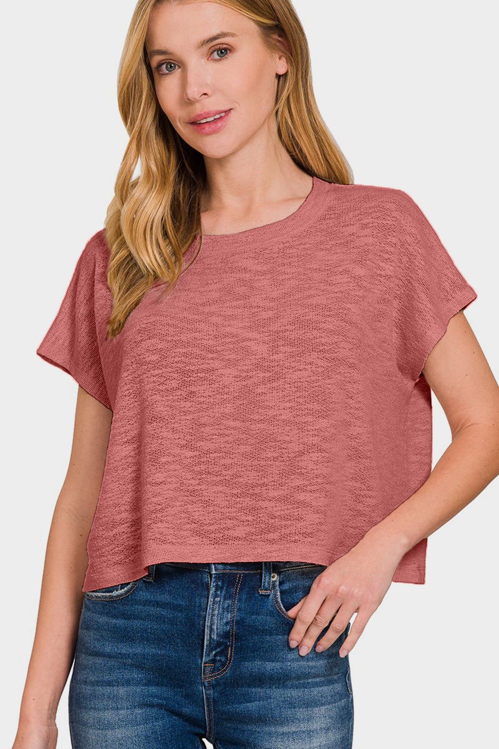 Zenana Round Neck Short Sleeve T-Shirt us.meeeshop - 