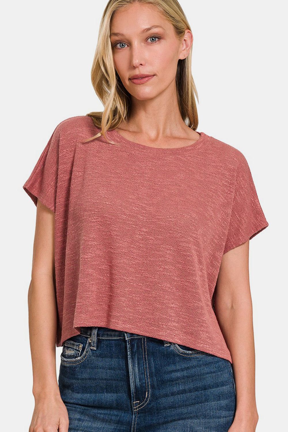 Zenana Round Neck Short Sleeve T-Shirt us.meeeshop - Shirts & Tops