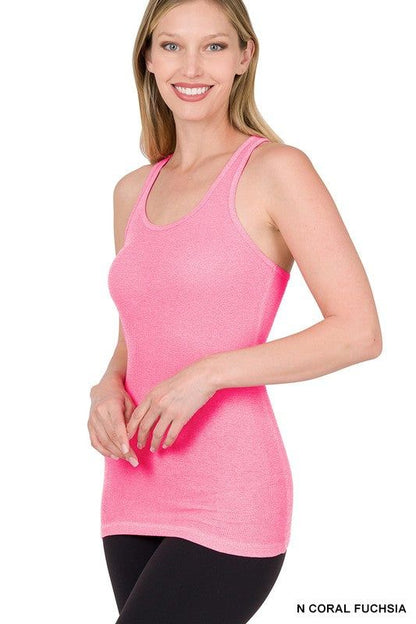 Zenana STRETCHY RIBBED KNIT RACERBACK TANK us.meeeshop - 