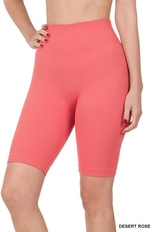 Zenana Seamless Ribbed High Waist Biker Shorts us.meeeshop - 