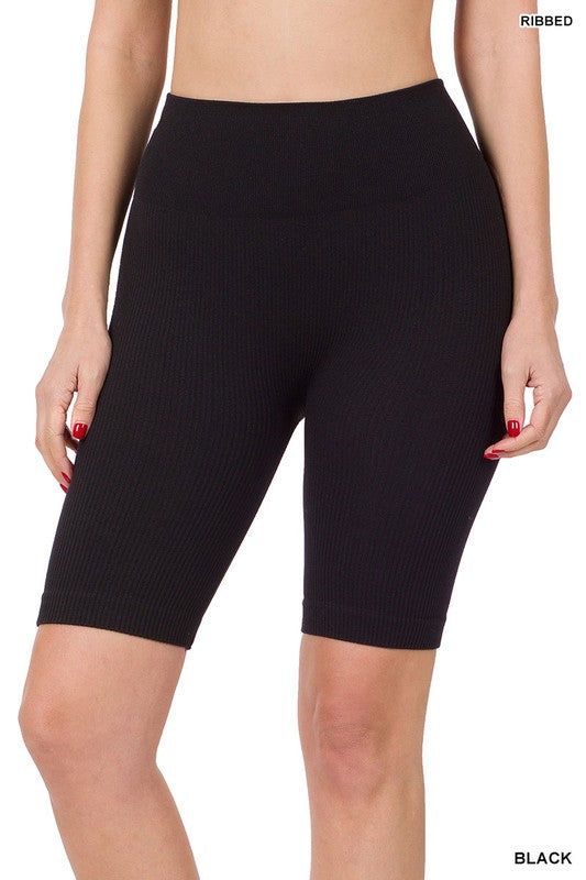 Zenana Seamless Ribbed High Waist Biker Shorts us.meeeshop - 