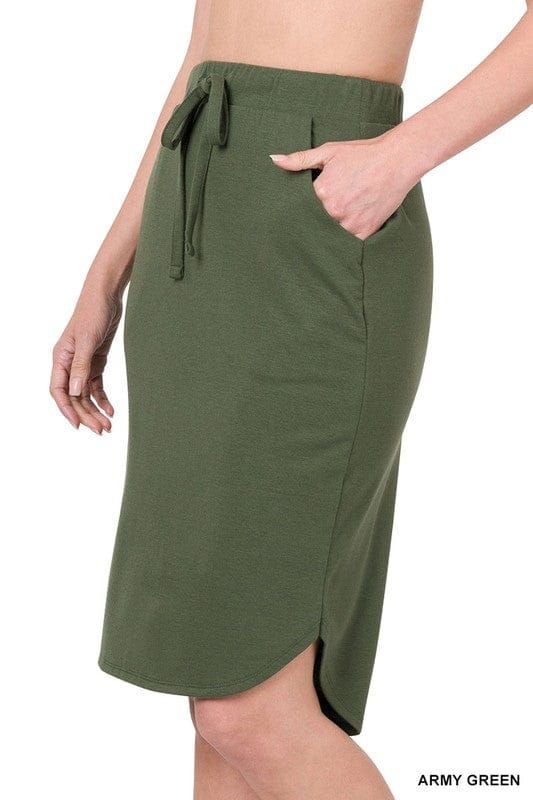 Zenana Self Tie Tulip Hem Skirt With Side Pockets us.meeeshop - 