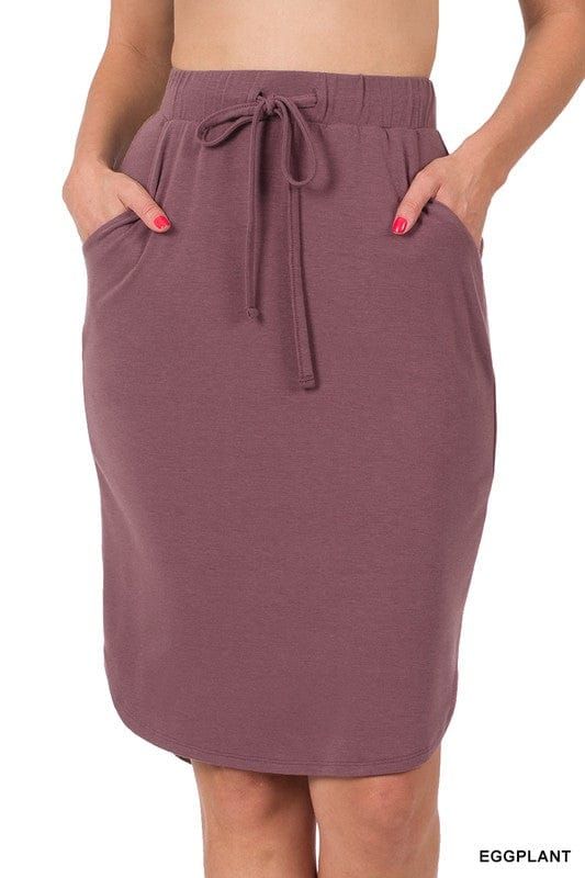 Zenana Self Tie Tulip Hem Skirt With Side Pockets us.meeeshop - 