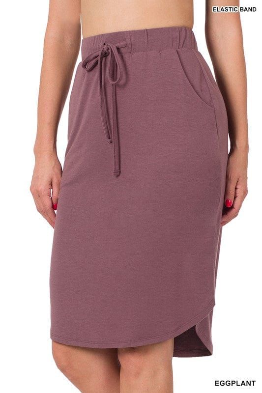 Zenana Self Tie Tulip Hem Skirt With Side Pockets us.meeeshop - 