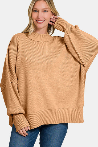 Zenana Side Sit Oversize Sweater us.meeeshop - 