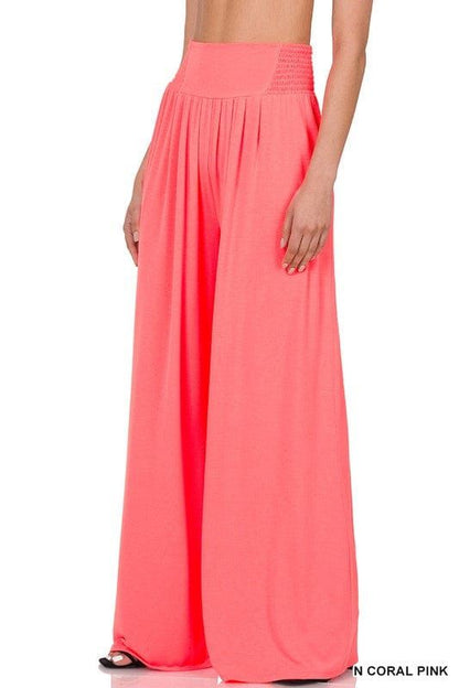 Zenana Smocked Waist Wide Leg Pants us.meeeshop - 