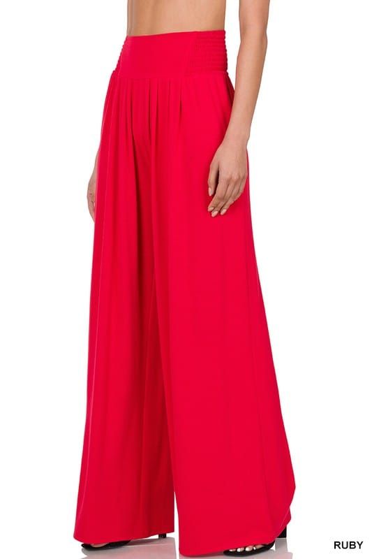 Zenana Smocked Waist Wide Leg Pants us.meeeshop - 