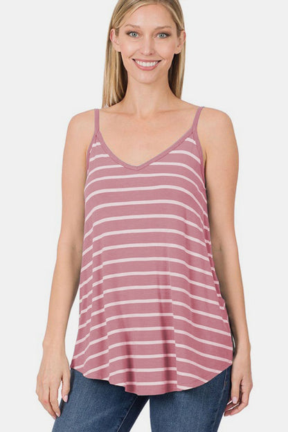 Zenana Striped Curved Hem Cami us.meeeshop - 