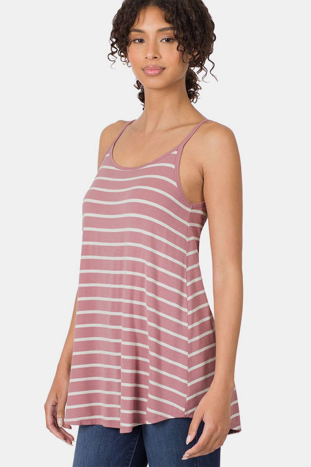 Zenana Striped Curved Hem Cami us.meeeshop - Shirts & Tops