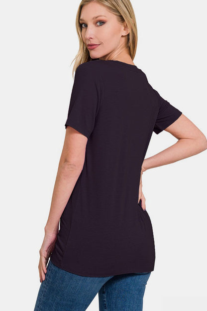 Zenana V-Neck Short Sleeve T-Shirt us.meeeshop - 