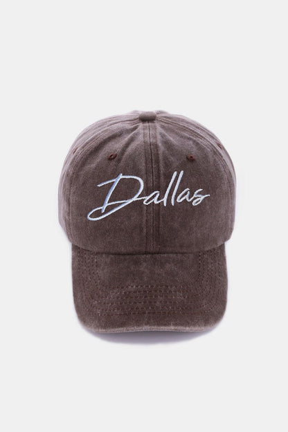 Zenana Washed DALLAS Embroidered Baseball Cap us.meeeshop - 