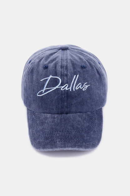 Zenana Washed DALLAS Embroidered Baseball Cap us.meeeshop - 