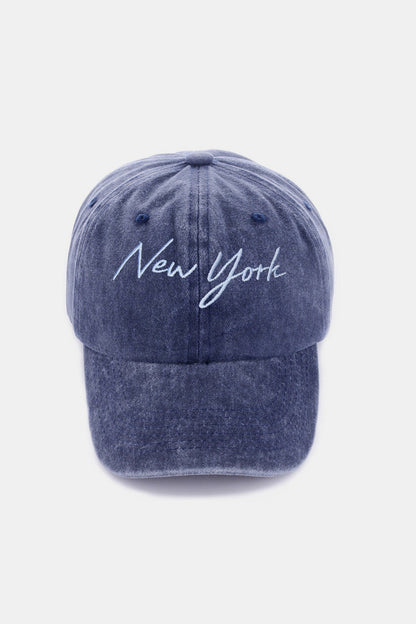 Zenana Washed Embroidered City Baseball Cap us.meeeshop - 