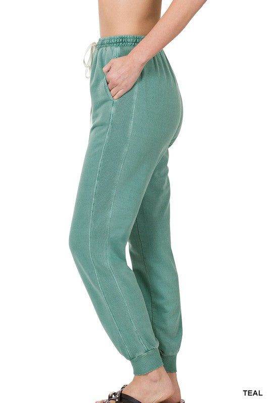 Zenana Pigment Dye Drawstring Waist Jogger Pants - us.meeeshop