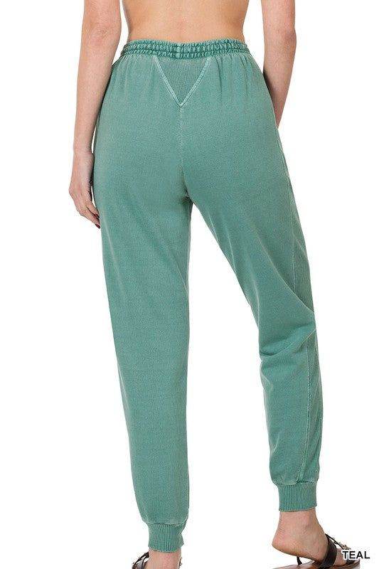 Zenana Pigment Dye Drawstring Waist Jogger Pants - us.meeeshop