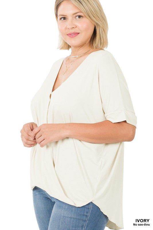 Zenana Plus Rayon Span Crepe Layered Look Top - us.meeeshop