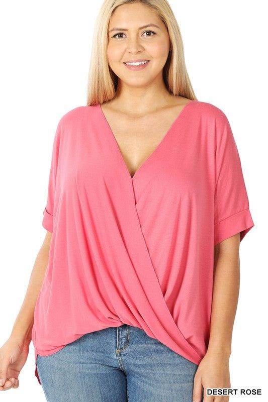 Zenana Plus Rayon Span Crepe Layered Look Top - us.meeeshop