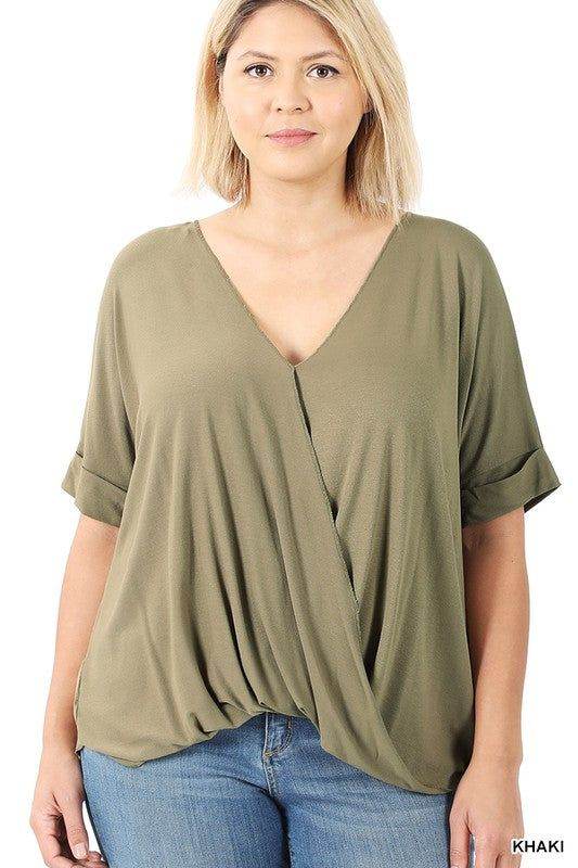 Zenana Plus Rayon Span Crepe Layered Look Top - us.meeeshop