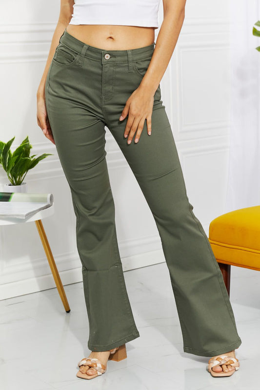 Zenana | Clementine Full Size High-Rise Bootcut Jeans in Olive - us.meeeshop