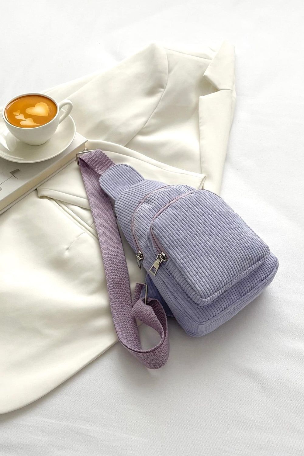 Zenana Corduroy Vintage Double Pocket Sling Bag - us.meeeshop