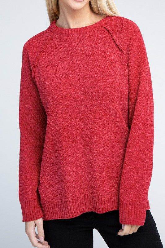 Zenana Raglan Chenille Sweater - us.meeeshop