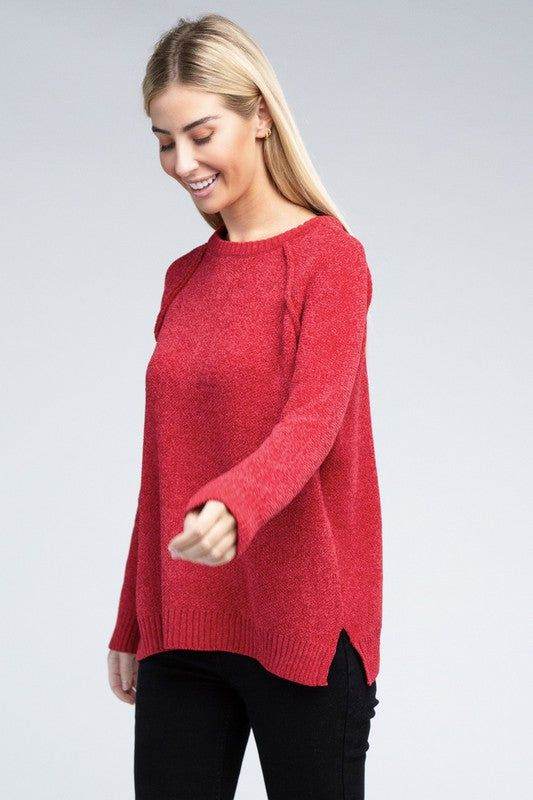 Zenana Raglan Chenille Sweater - us.meeeshop