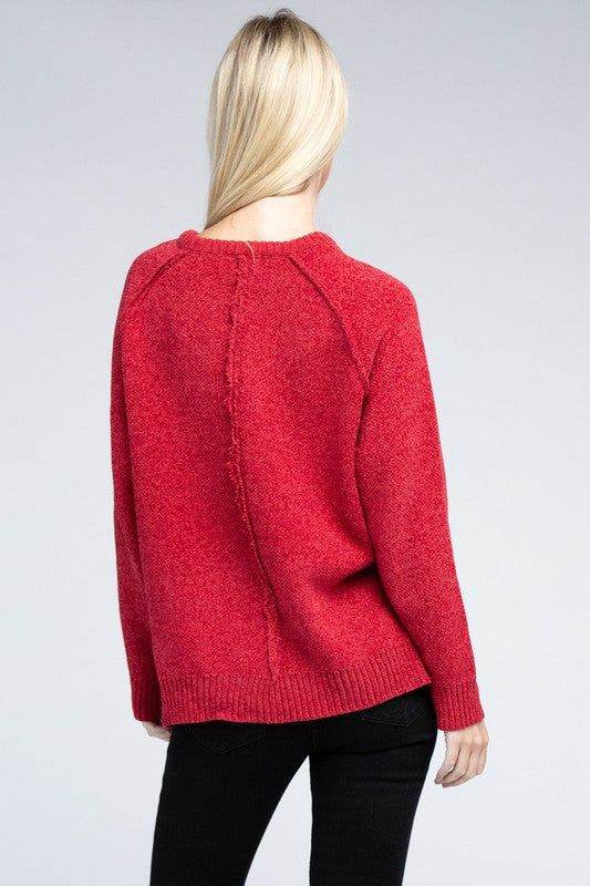 Zenana Raglan Chenille Sweater - us.meeeshop