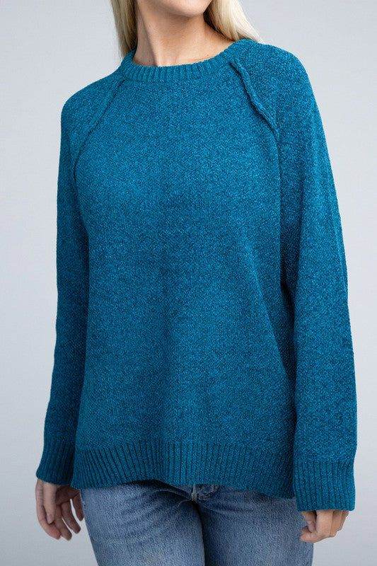 Zenana Raglan Chenille Sweater - us.meeeshop