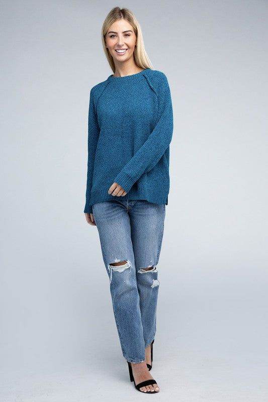 Zenana Raglan Chenille Sweater - us.meeeshop