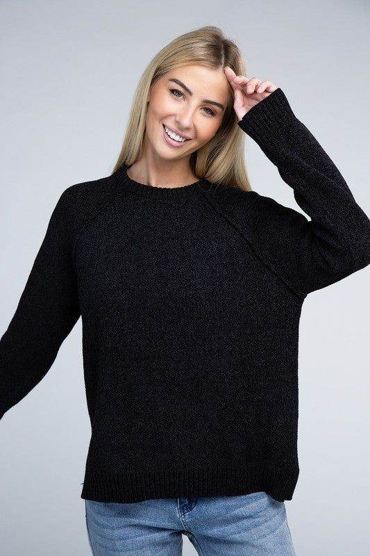 Zenana Raglan Chenille Sweater - us.meeeshop