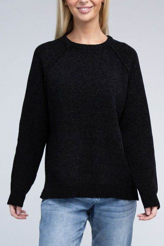 Zenana Raglan Chenille Sweater - us.meeeshop