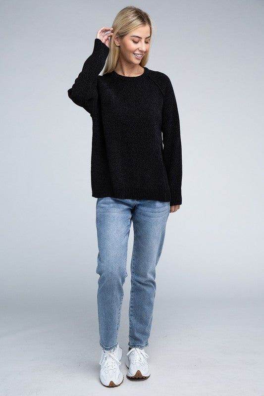 Zenana Raglan Chenille Sweater - us.meeeshop