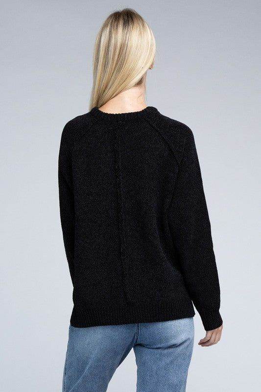 Zenana Raglan Chenille Sweater - us.meeeshop